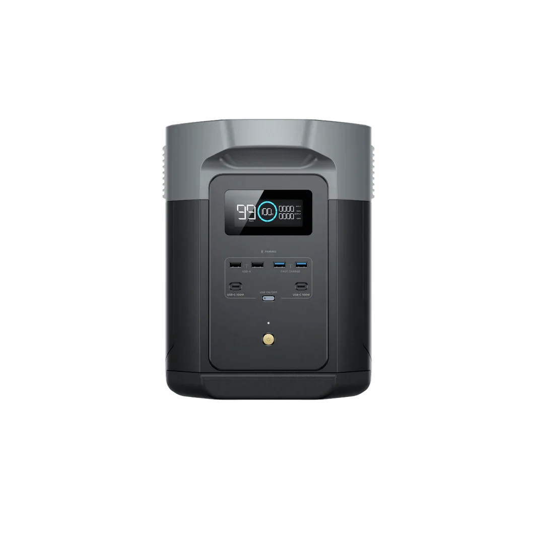 EcoFlow Delta 2 Max 2048Wh 2400W LiFePO4 Solar Generator + 100W Rigid Monocrystalline Solar Panels Kit
