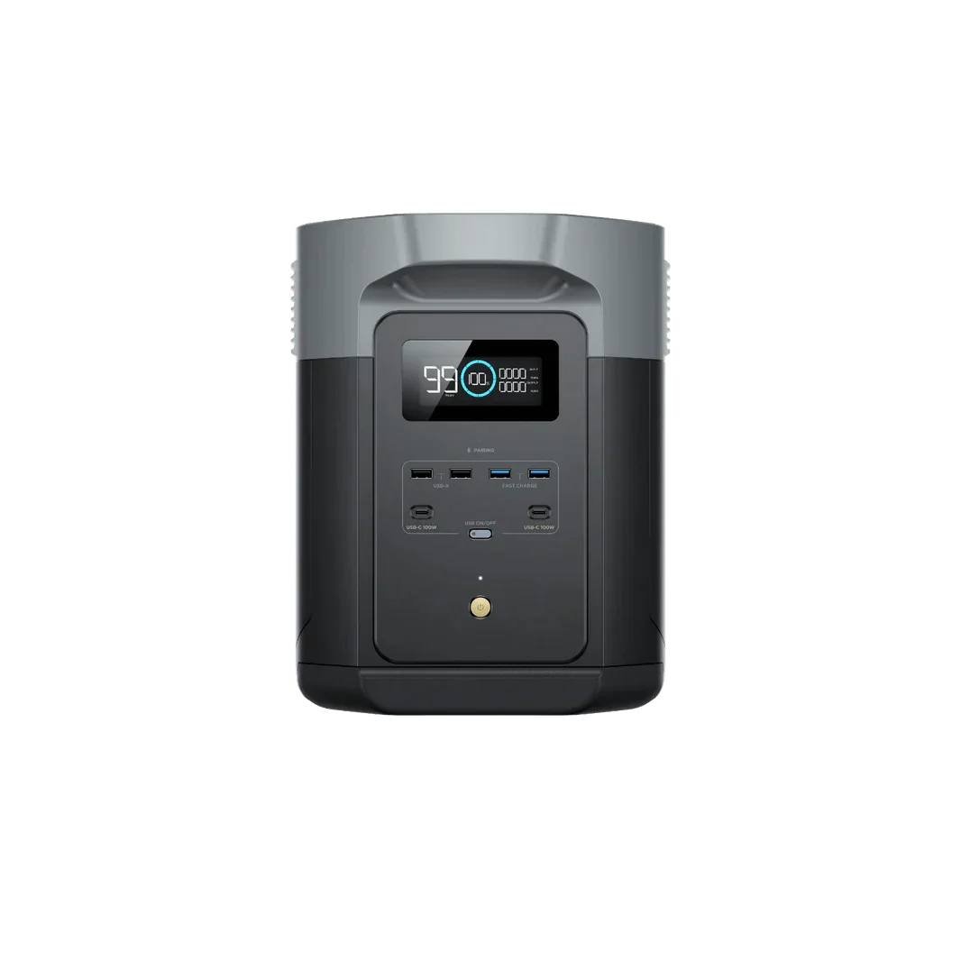 EcoFlow Delta 2 Max 2048Wh 2400W LiFePO4 Solar Generator + 200W Rigid Monocrystalline Solar Panels Kit