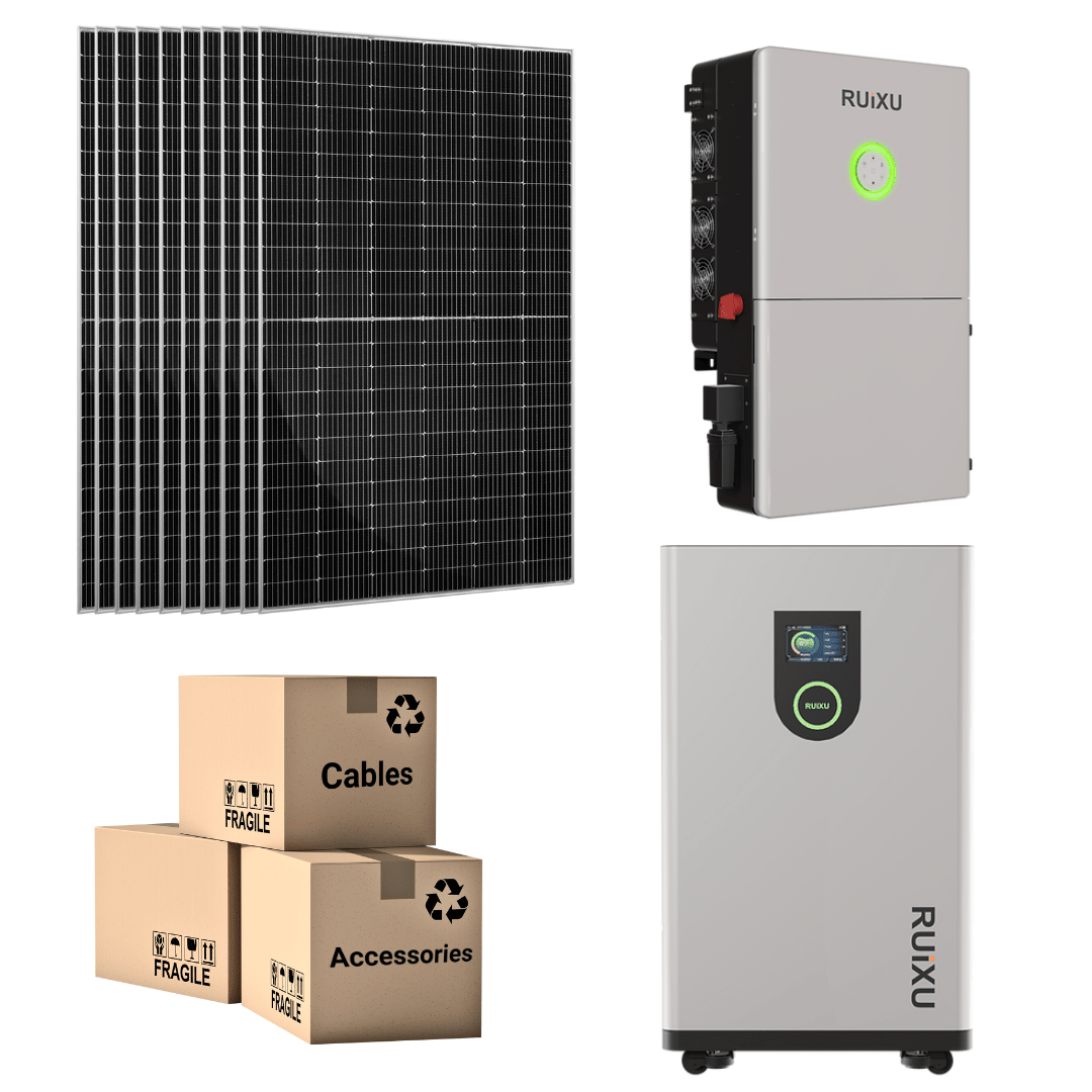 ELITE Solar Kit - 48V Battery Bank (16kWh-32kWh) + 11.4kW 120V/240V Hybrid Inverter + 550W Solar Panels