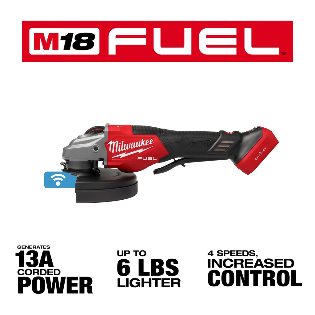 Milwaukee 3674-20 M18 FUEL™ 4-1/2"–7" Variable Speed Braking Grinder, Paddle Switch w/ ONE-KEY™