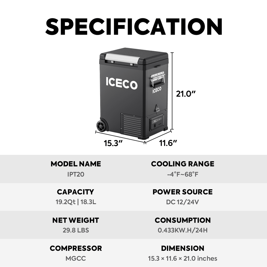 ICECO IPT20 18.3 LT Pickup Truck 12 Volt Freezer