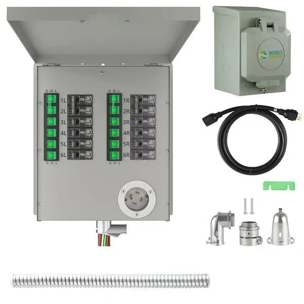 Natures Generator 12-Circuit 120/240V 30A Non-Automatic Power Transfer Switch + 30A Inlet Box