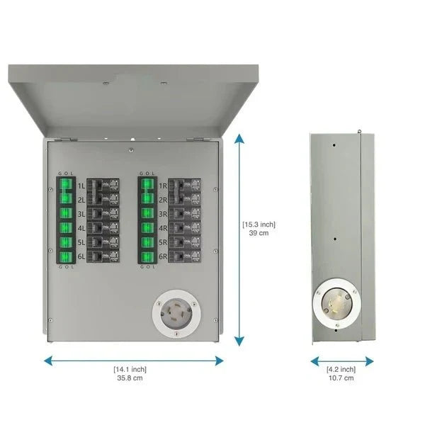 Natures Generator 12-Circuit 120/240V 30A Non-Automatic Power Transfer Switch + 30A Inlet Box