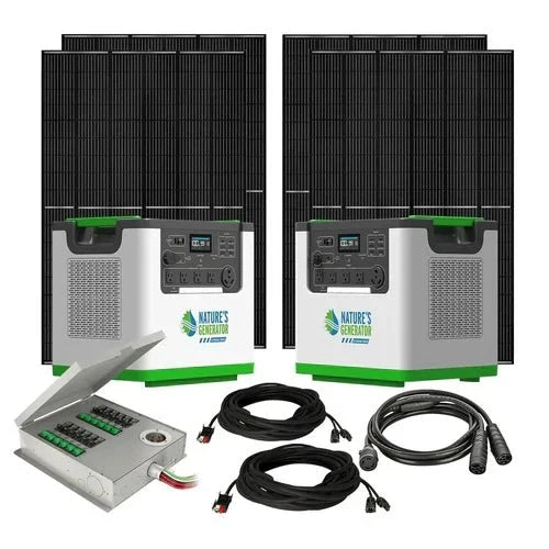 Natures Generator 2 x Lithium 3600 With 4 x 410W Monocrystalline Solar Panel + Transfer Switch (240V/7.2kW)