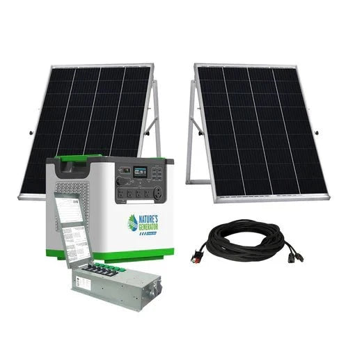 Natures Generator Lithium 3600 With 2 x 100W Monocrystalline Solar Panel + Transfer Switch