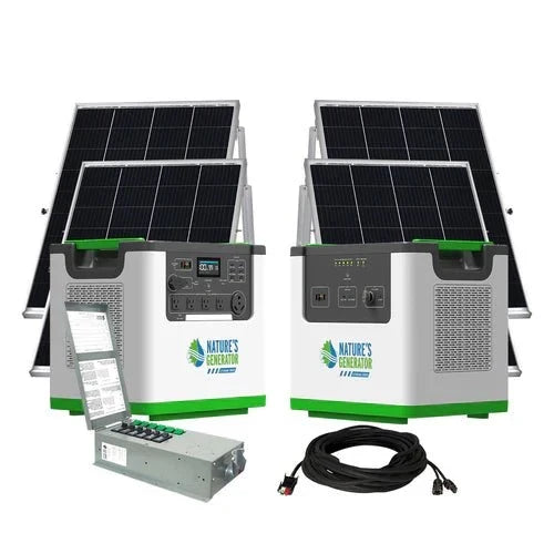 Natures Generator Lithium 3600 With Power Pod + 4 x 100W Monocrystalline Solar Panel + Transfer Switch
