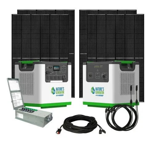 Natures Generator Lithium 3600 With Power Pod + 4 x 410W Monocrystalline Solar Panel + Transfer Switch