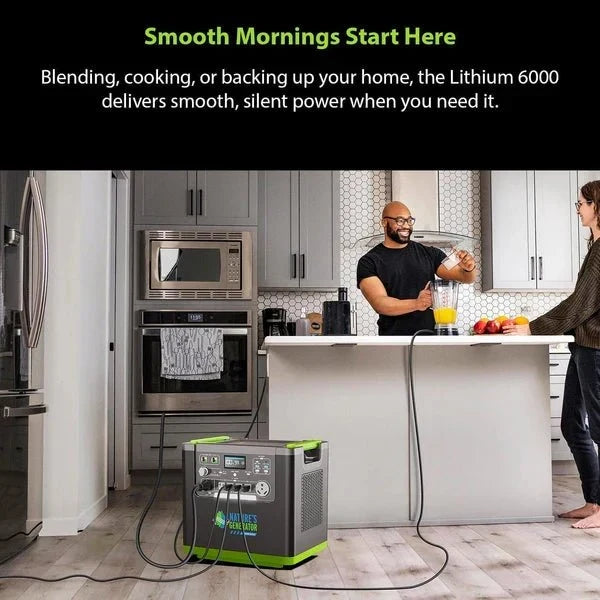 Natures Generator Lithium 6000 Solar Generator With 410W Rigid Solar Panels + Wind Turbine