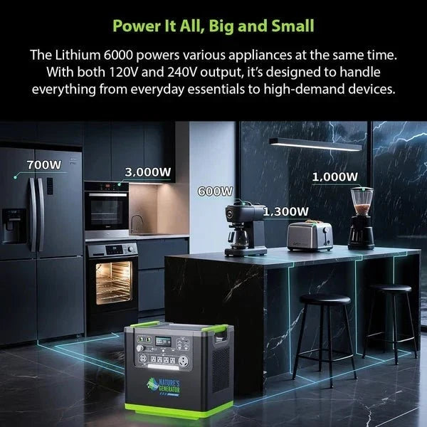 Natures Generator Lithium 6000 Solar Generator With Solar Panels