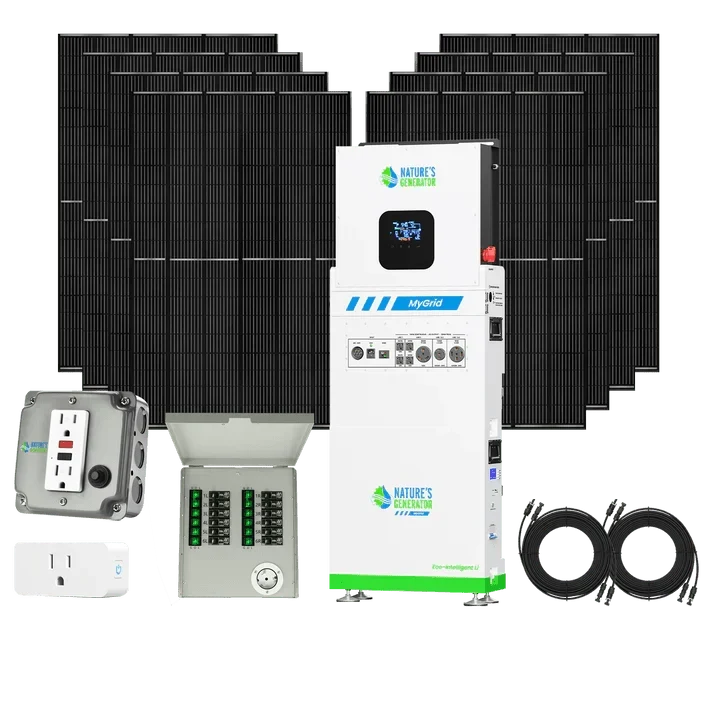 Natures Generator MyGrid 10k + 8 x 410W Rigid Panels + 50A Manual Transfer Switch + GFCI Box + Smart Plug