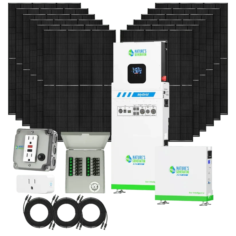 Natures Generator MyGrid 10k + Solar Battery + 12 x 410W Rigid Solar Panels + 50A Manual Transfer Switch + GFCI Box + Smart Plug