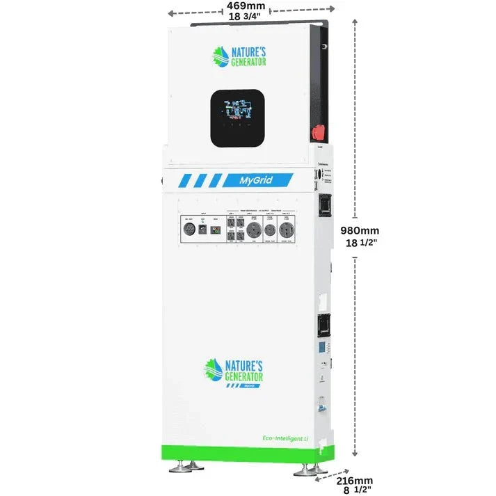 Natures Generator MyGrid 10K + Solar Battery + 125A Automatic Transfer Switch
