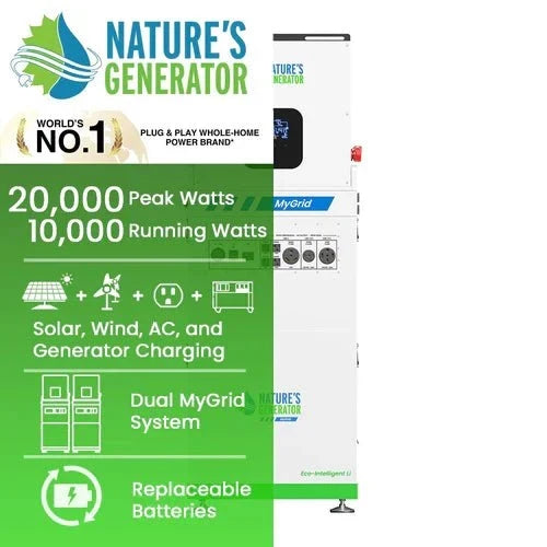 Natures Generator MyGrid 10K Whole Home Generator With Solar Battery