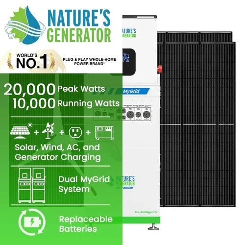 Natures Generator MyGrid 10K With Solar Battery + 8 x 410W Rigid Solar Panel + 350W Wind Turbine