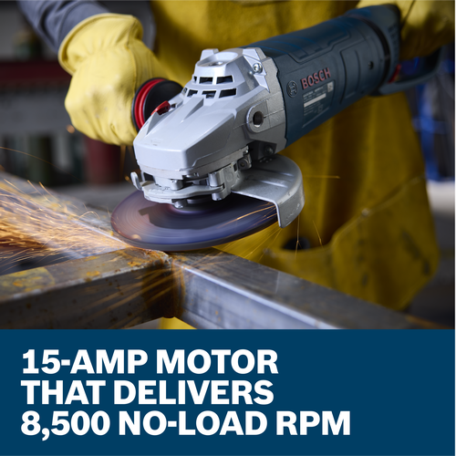 Bosch GWS25-180JR 7 In. Large Angle Grinder – 15 Amp w/ Lock-On Trigger Switch and Rotatable Main Handle