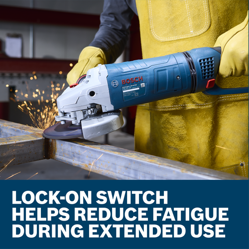 Bosch GWS25-180JR 7 In. Large Angle Grinder – 15 Amp w/ Lock-On Trigger Switch and Rotatable Main Handle