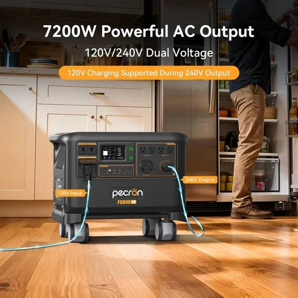 Pecron F5000LFP 7200W 5120Wh 120V/240V Portable Power Station