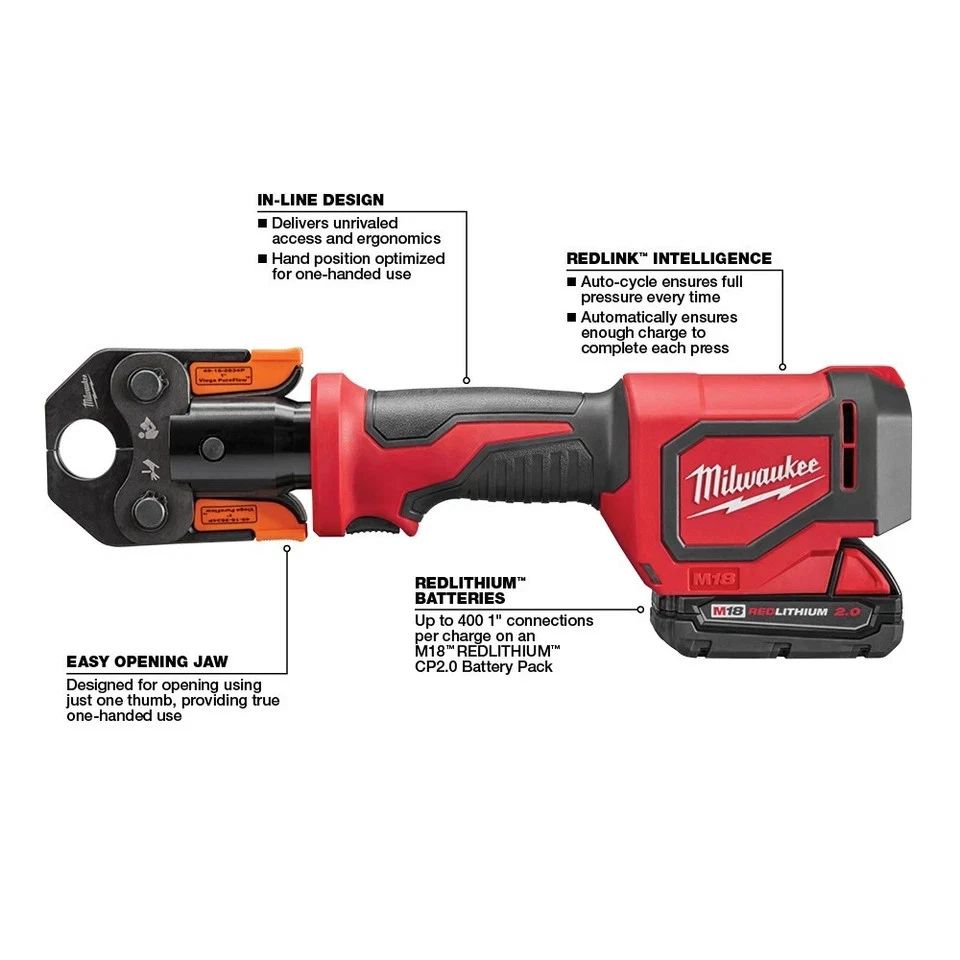 Milwaukee 2674-22P M18 Short Throw Press Tool Kit with Viega PureFlow Jaws NEW