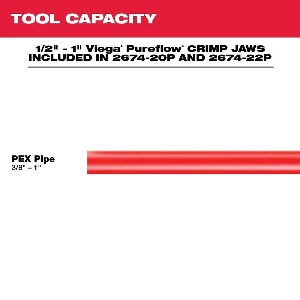 Milwaukee 2674-22P M18 Short Throw Press Tool Kit with Viega PureFlow Jaws NEW