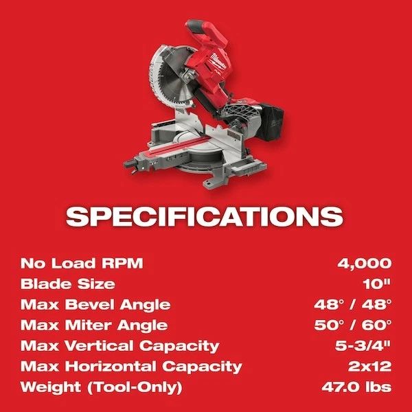 Milwaukee Tool 2734-21 M18 Fuel 10" Dual Bevel Sliding Compound Miter Saw