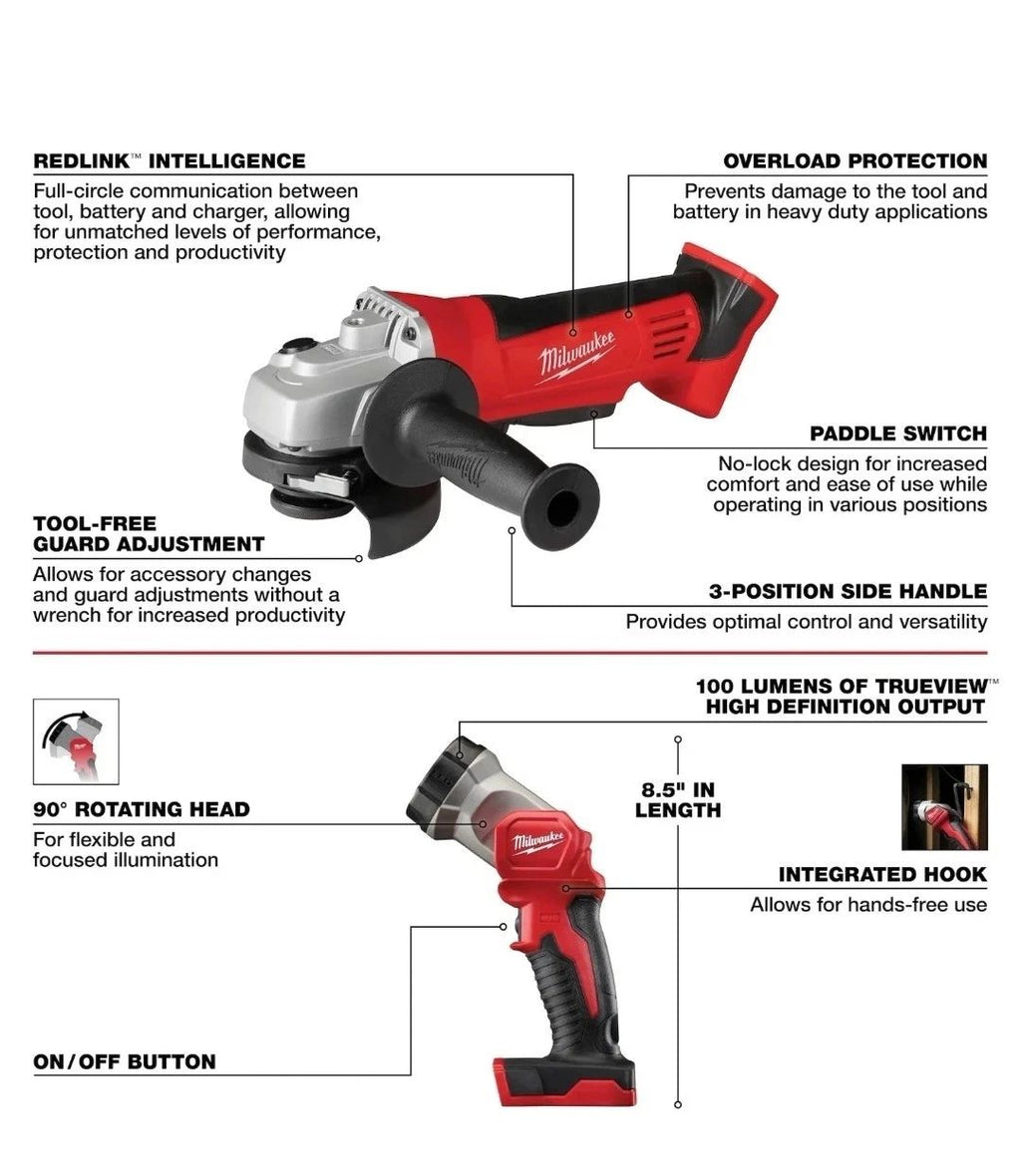 2696-26 Milwaukee M18 Cordless 6-Tool Combo Kit W/ Batteries Charger & Case NEW
