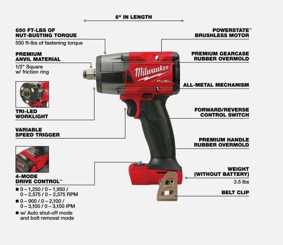 Milwaukee 3697-27 M18 FUEL 18V 7 Tool Cordless Lithium-Ion Combo Kit