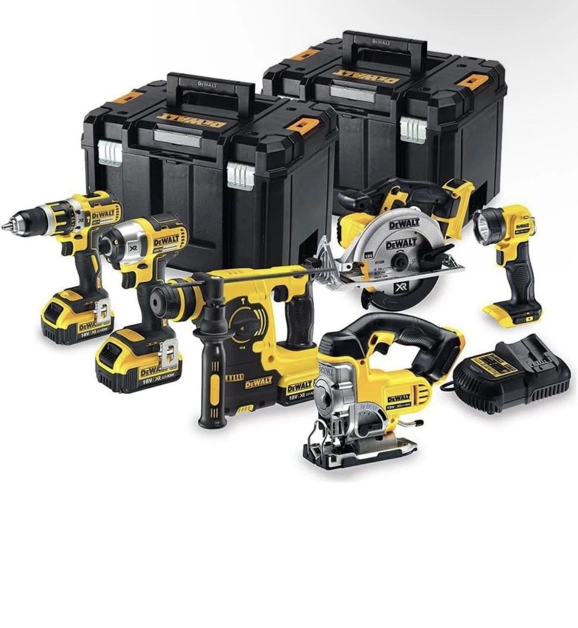 DEWALT DCK699M3T 18V 6 Piece Cordless Kit (3 x 4Ah Batteries) 2 x Tstak Kitboxes