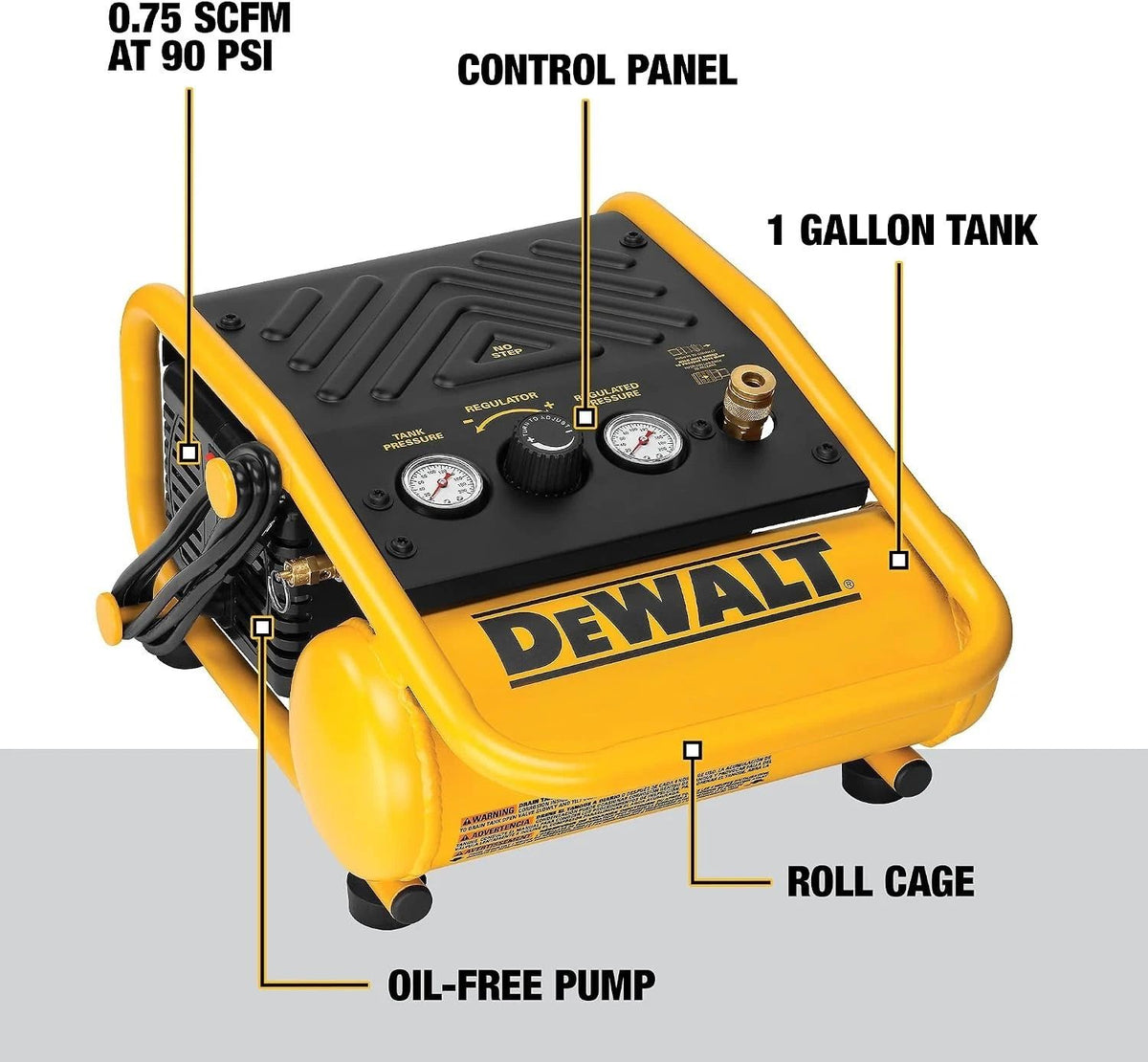 DEWALT Air Compressor, 135-PSI Max, 1 Gallon Tank, 2.6 Amp (D55140)