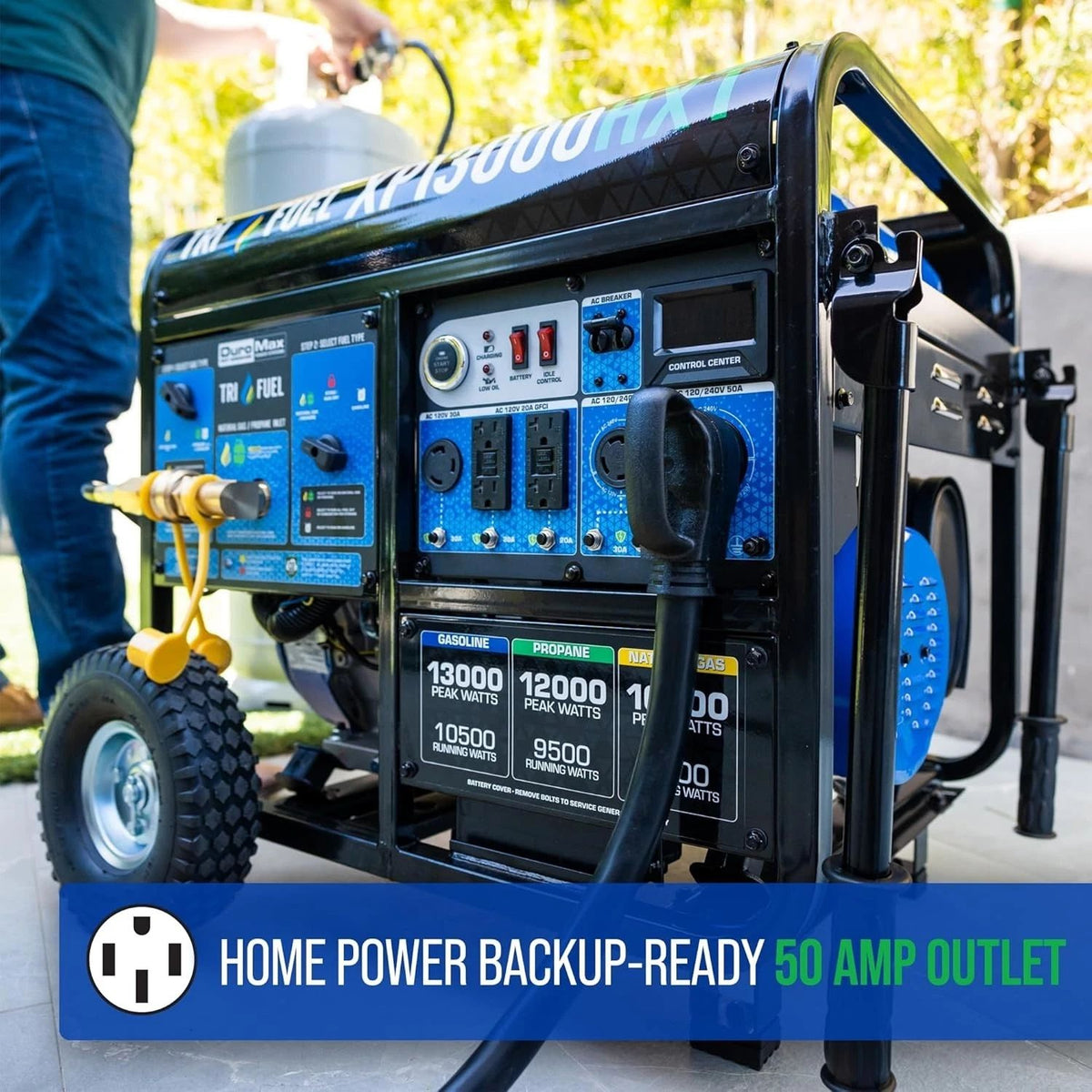 XP15000HXT 15,000 Watt Tri Fuel Portable Home Power Backup HXT Generator w/CO Al