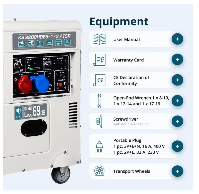 Könner & Söhnen Diesel Generator KS 9200HDES-1/3 ATSR 230v & 400v 7 KW