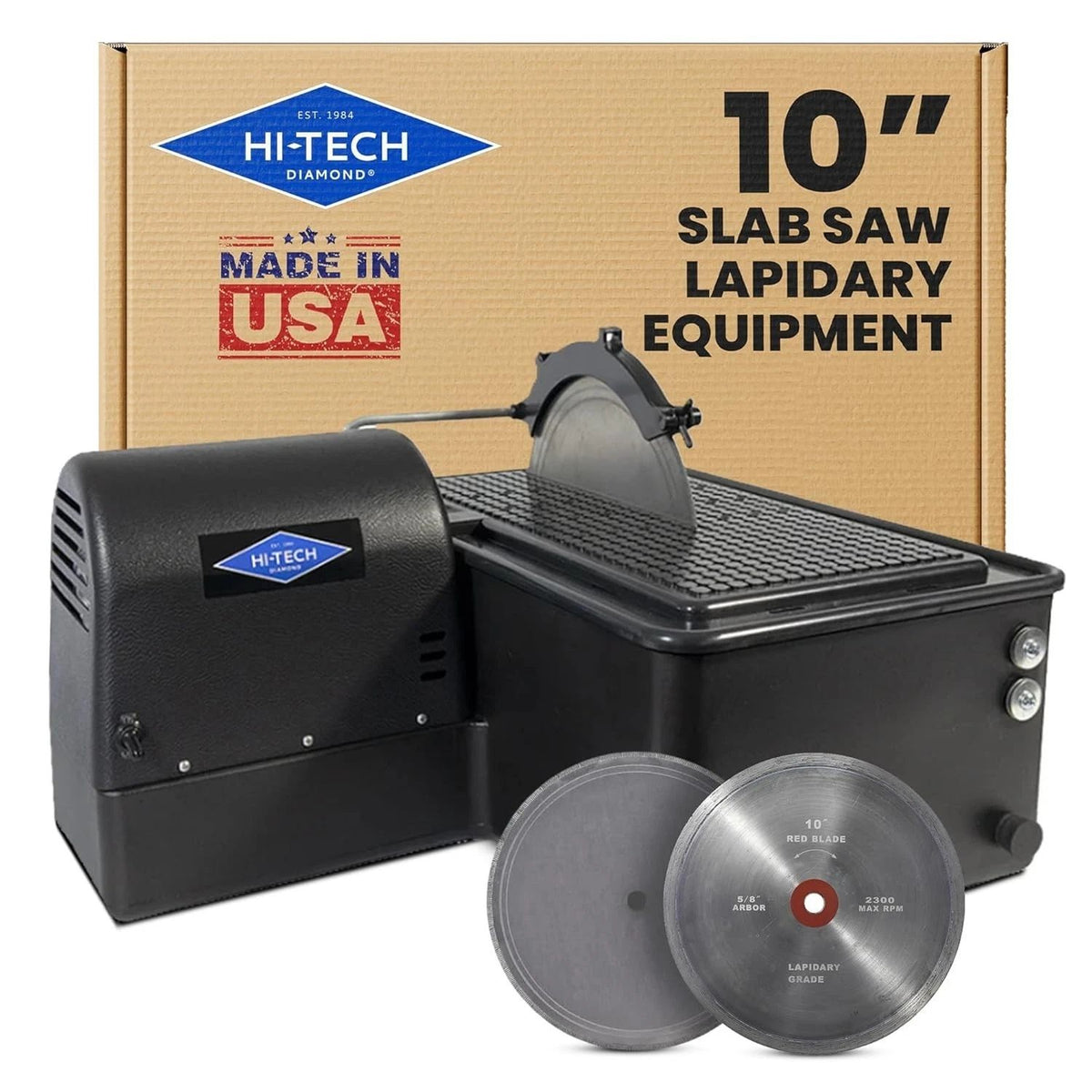 Hi-Tech Diamond 10" Slab Saw | Lapidary Saw Machine | Includes TWO Saw Blades