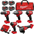 M18 FUEL 18V Cordless 5pc Tool Kit 4x 5Ah Batteries Charger