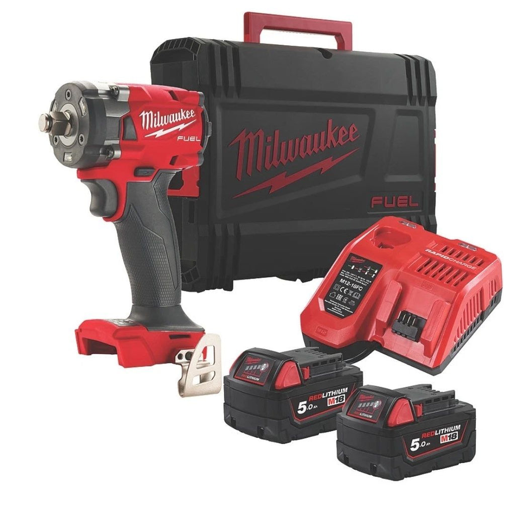 Milwaukee M18FIW2F12-502X 18V Fuel 1/2" Compact Impact Wrench Kit 2X 5.0Ah
