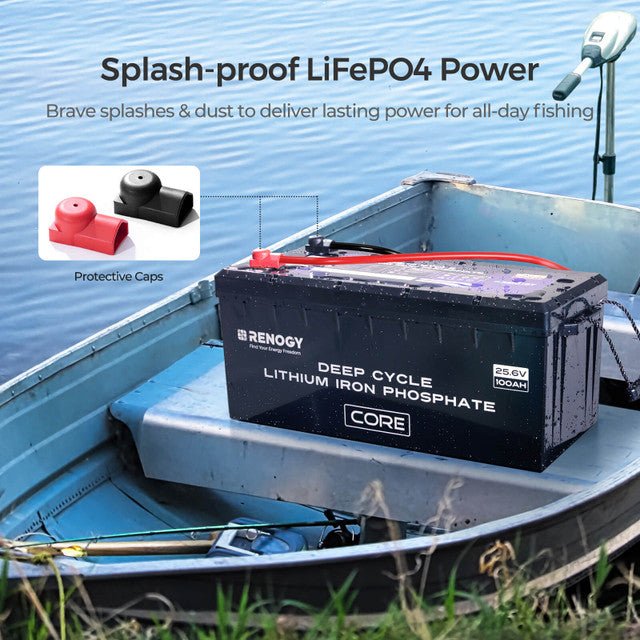 Renogy Core 24V 100Ah Deep Cycle Lithium Iron Phosphate Battery with 48V 10A Rover Boost Charge Controller