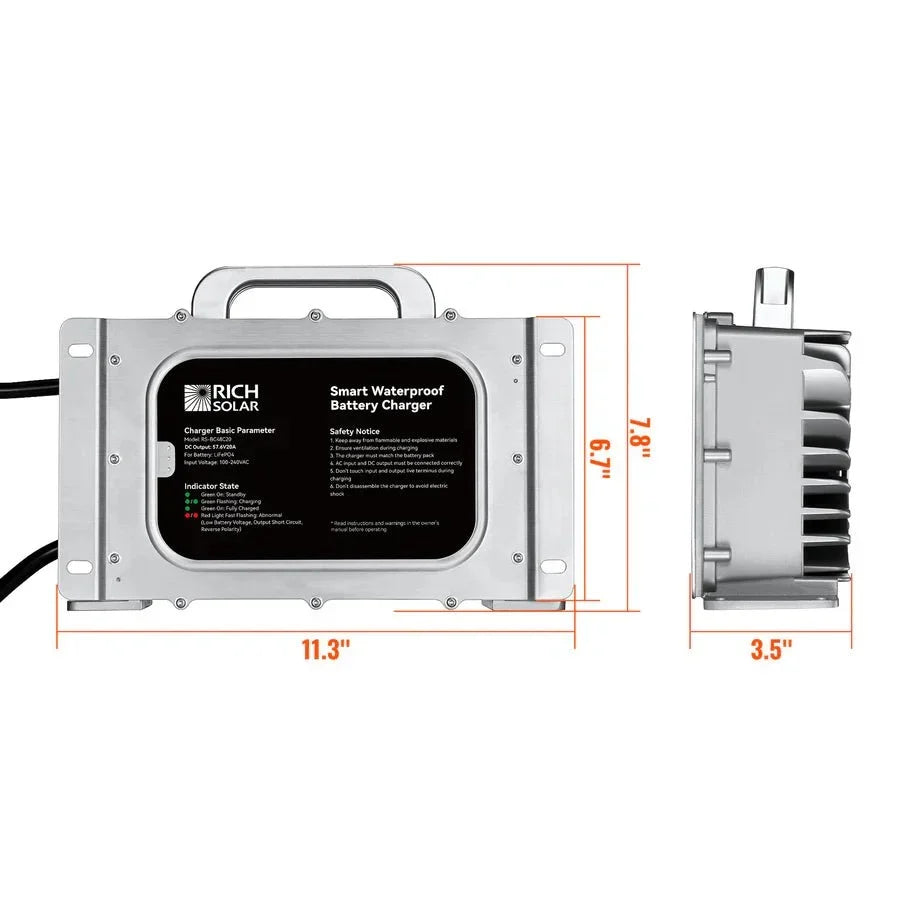 Rich Solar 48V (57.6V) Waterproof LiFePO4 Charger