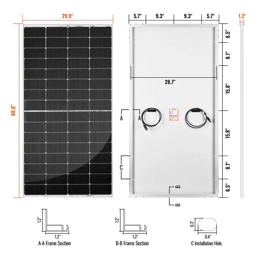 Rich Solar MEGA 250 Watt Monocrystalline Solar Panel UL Certified