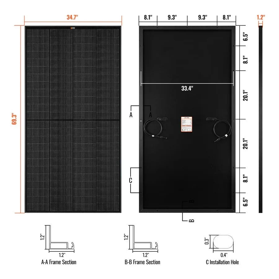 Rich Solar MEGA 335 PRO 335 Watt Monocrystalline Solar Panel