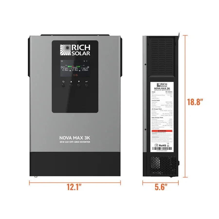 Rich Solar NOVA MAX 3K 2026 24V 3000W Off-Grid Hybrid Inverter