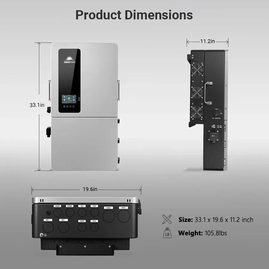 SunGoldPower 12KW 48V All-In-One Hybrid Inverter