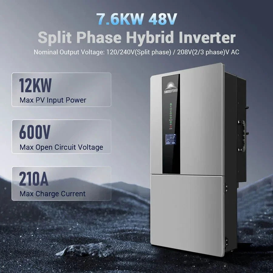 SunGoldPower 7.6KW 48V Split Phase Hybrid Solar Inverter