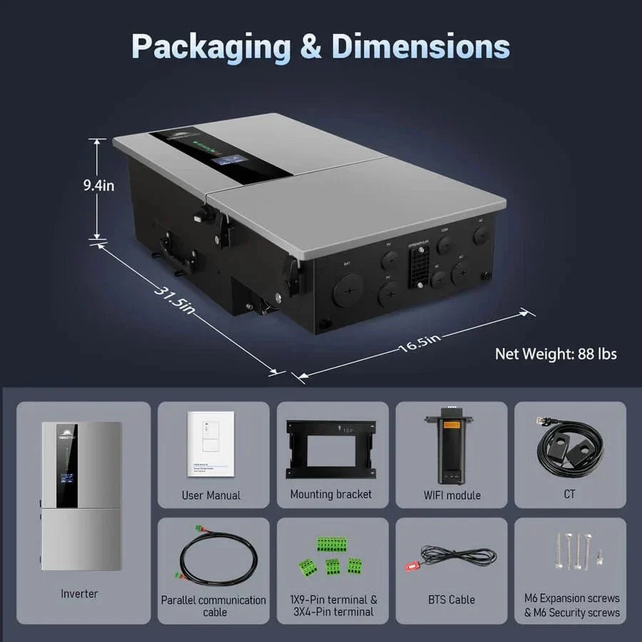 SunGoldPower 7.6KW 48V Split Phase Hybrid Solar Inverter