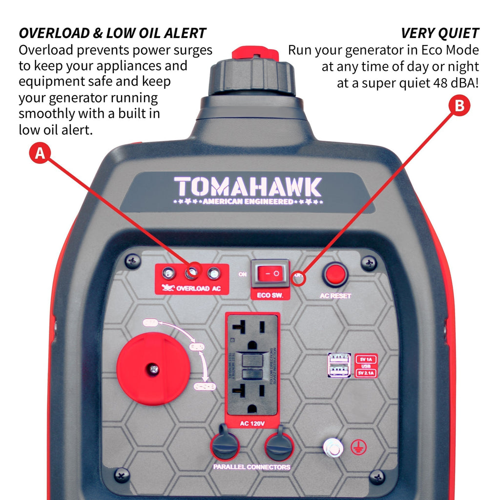 Tomahawk Power 2000 Watt Inverter Generator Super Quiet Portable Gas Power Professional Use
