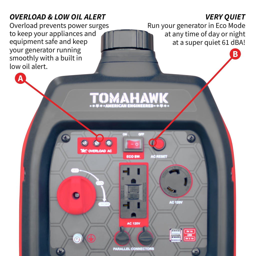 Tomahawk Power 3000 Watt Inverter Generator Super Quiet Portable Gas Power Professional Use