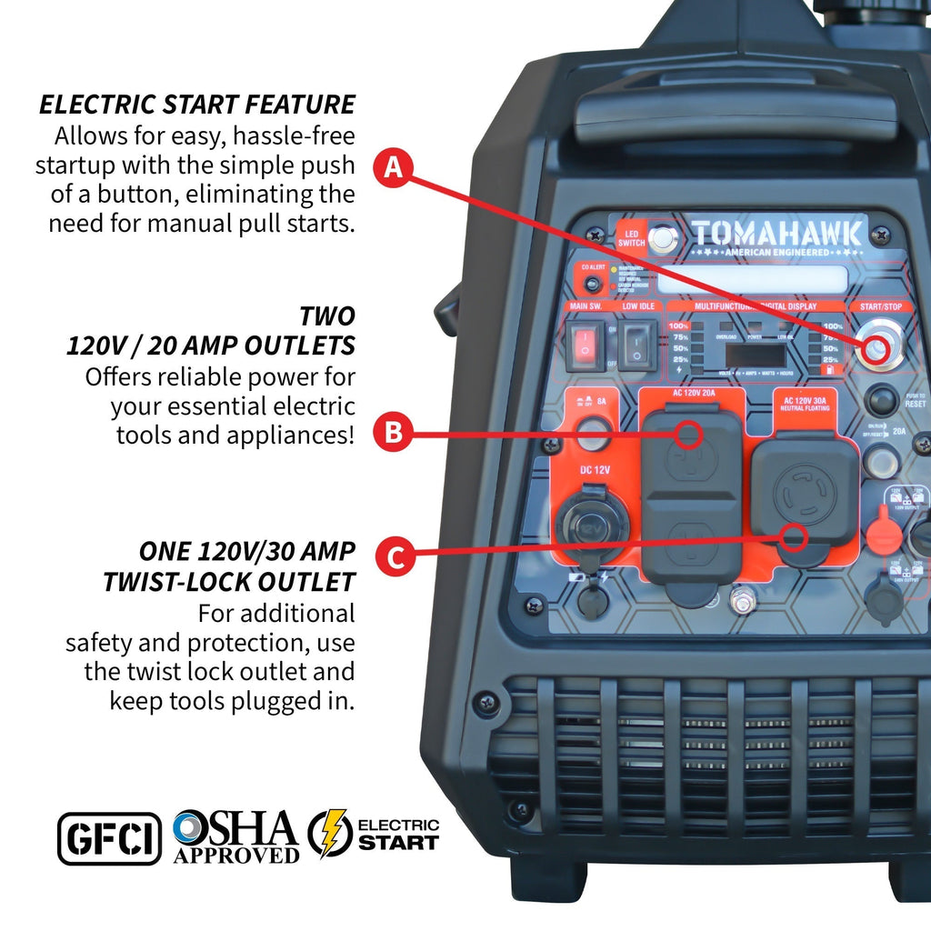 Tomahawk Power 4500 Watt Inverter Generator Electronic Fuel Injection EFI Super Quiet Portable Gas Power Professional Use