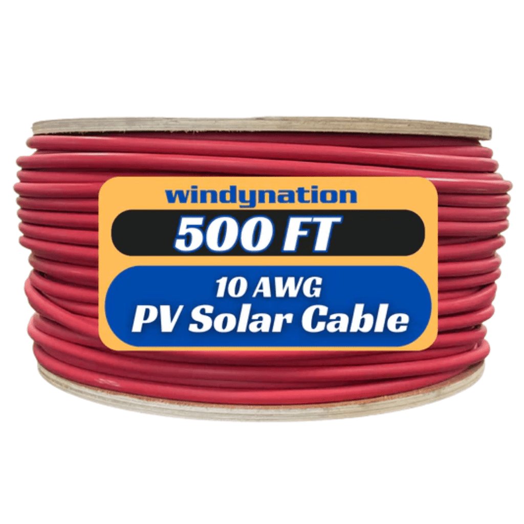 WindyNation 500 Foot Spool 10 Gauge 10 AWG Red Pure Copper Solar Panel Extension Cable Wire