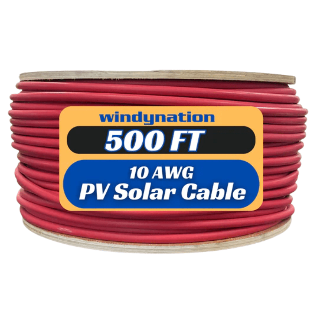 WindyNation 500 Foot Spool 10 Gauge 10 AWG Red Pure Copper Solar Panel Extension Cable Wire