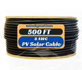 WindyNation 500 Foot Spool 8 Gauge 8 AWG Black Pure Copper Solar Panel Extension Cable Wire